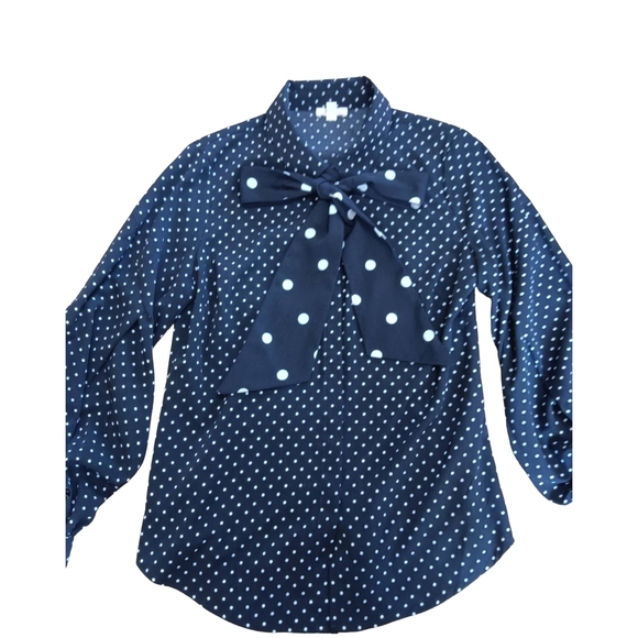 Riley and rae Tops - Vintage 80 Chic Black And White Blouse with Polka Dots and Bow. Billowy Sleeves